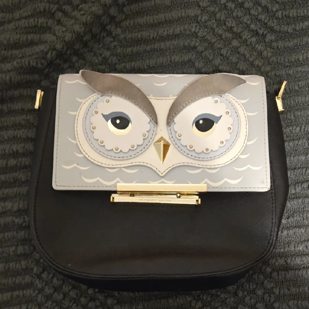 RARE Kate Spade Owl Design Make It Mine Swappable Black and‎ Gray Women's Bag